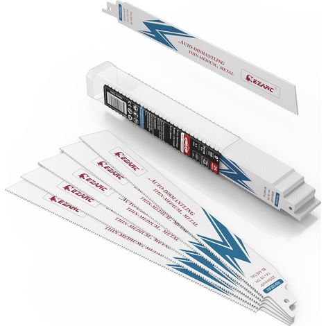 Lames de scie alternative 25 pièces Lames de scie bimétalliques de 225 mm scie alternative, 14+18 TPI pour le métal pour la coupe de l'acier, accessoires pour scie alternative (1/5)