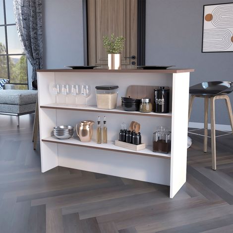 Mensola da Cucina Fendi in Melamina con Tre Ripiani, Dimensioni 90x120x60 cm, Colore Bianco/Miele (1/5)