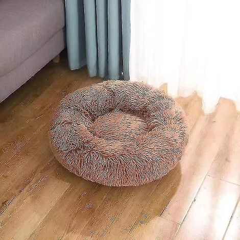 Nouveau lit d'hiver rond et doux en peluche, 2 en 1, avec capuche, pour chat ou chien. Niche/niche pour petits chiens et chats - 40 cm - Couleur café - a (1/4)