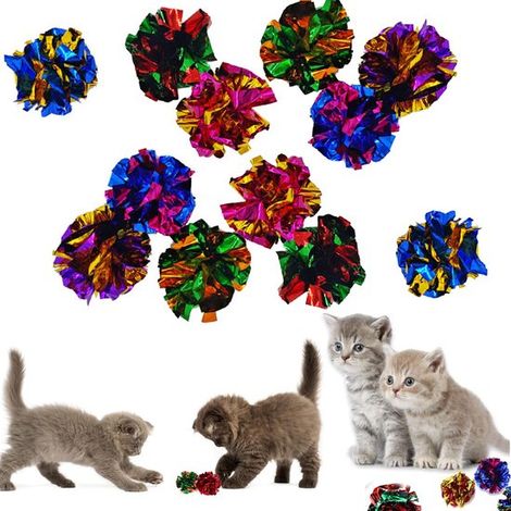 Lot de 20 balles froissantes pour chats, diamètre 6,5 cm, jouets légers et amusants pour chatons et chats adultes, couleurs aléatoires (1/5)