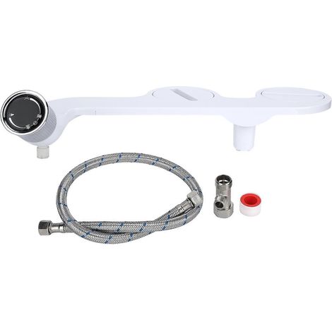 Lot Bidet Double Buse Lavette WC, Fixation Filetage G1/2, Jet Froid Non Électrique, Douchette Hygiénique pour Toilettes, Alimentation Eau Froide, Accessoire de Salle de Bains (1/5)