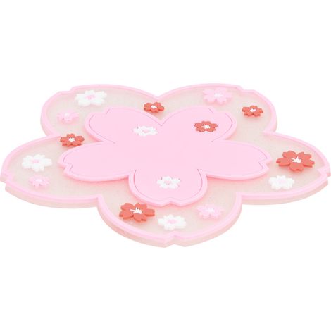 Set de 6 dessous de verre à fleurs, antidérapants, isolants thermiques, protection de table, anti-taches, contre les traces de verres, pour meubles, couleur rose, 10 cm. (1/5)