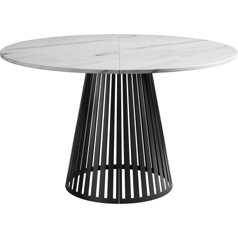 Mesa Prudentia, Mármol blanco + Negro, 76x0x0cm, Alargamiento, Aglomerado laminado, Metal (1/4)