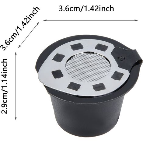 Cápsulas de café reutilizables y recargables, juego de 5, de plástico y acero inoxidable, para máquinas Nespresso Original con función crema. (1/5)