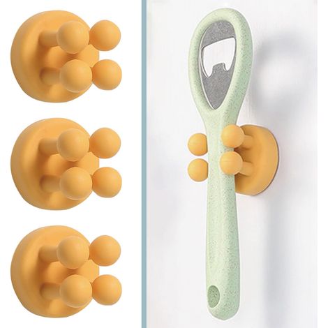 Lot de 3 Porte-Brosse à Dents en Silicone, Crochet Collant Multifonctions, Crochets Auto-adhésifs étanches pour Porte-Rasoir Mural pour Salle de Bain, Cuisine, Salon, Bureau (Jaune) (1/5)