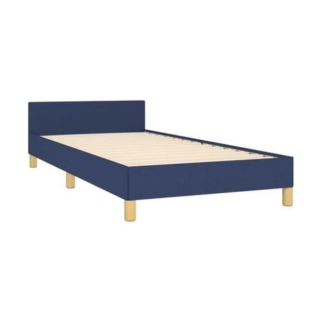 Cadre de lit sans matelas, bleu, 80 × 200 cm, tissu, tissu doux et respirant, pour chambre, confort quotidien, assemblage rapide (1/5)