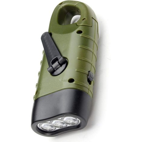 Rechargeable Solar Power Hand Crank Flashlight Emergency LED Flashlight Quick Snap Clip Backpack Flashlight Torch Ready for Outdoor Camping Climbing Hiking (1/5)