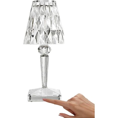 MINKUROW Crystal Diamond Lampada Da Tavolo Led Lampada D'atmosfera Tre Colori Regolabili Per La Luce Notturna Della Camera Da Letto Del Comodino (Touch) (1/5)