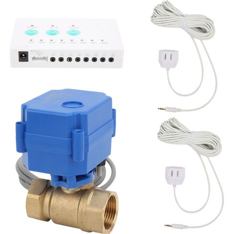 Kit de système de détection de fuites d'eau à double voie avec vanne à bille en laiton simple et capteur d'alarme AC100240V (prise UE) (1/5)