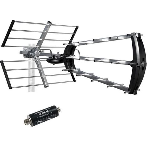 Metronic 415044 Antenne d'extérieure Trinappe 26dB UHF - Fiche F + filtre 4G intégré