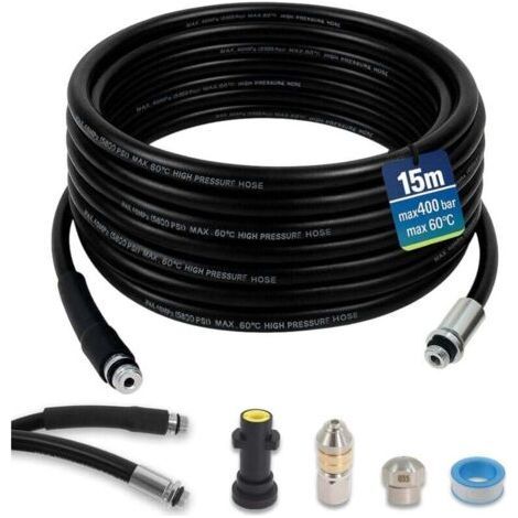 15 m 400 bar Abflussreinigungsspirale, kompatibel mit Kärcher K2-K7 – Hochdruck-Flexschlauch mit Zubehör für die Rohrreinigung (1/5)