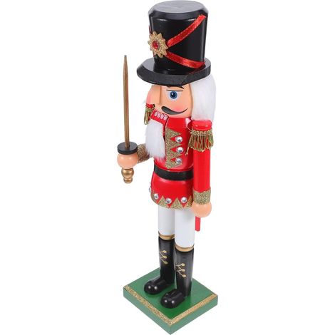 Casse-Noisette Bois Soldat Décoratif de Noël Ornement de Table Bureau Statue Traditionnelle pour Maison et Sapin de Noël (1/5)
