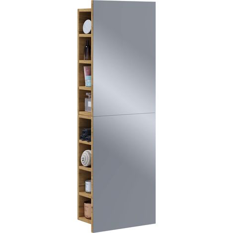 VCM – Miroir armoire murale de salle de bain Flandu XL 118x40x15 cm – 16 compartiments – Verre durable – Design moderne (1/2)