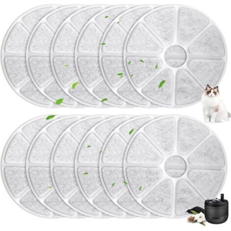 12er-Pack Katzenbrunnenfilter für Philips PAW3210/02, Ersatz-Katzenbrunnenfilter mit Aktivkohle, Dreifach-Filtersystem (1/5)