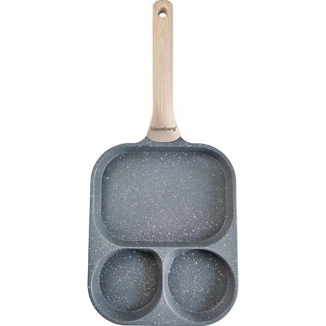 Teglia in marmo 3 in 1 per uova, pancake e crêpes 22x18cm, GRIGIO, KLAUSBERG KB-7828 (1/5)
