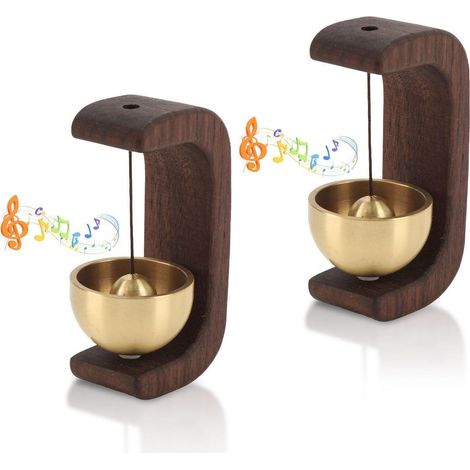 Set de 2 cloches pour commerçants, clochette de porte magnétique en bois, mini carillon éolien pour entrée de magasin