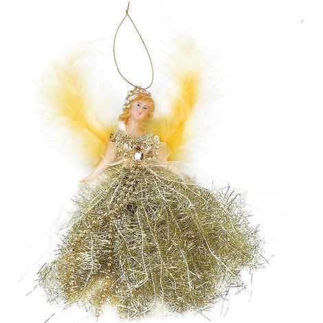 Pendentif ange de Noël à suspendre, adorable pendentif en peluche, décoration pour sapin de Noël (doré)-Golden (1/3)