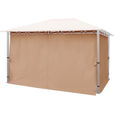 4 Seitenteile für Gartenpavillon Rendezvous Premium 3x4 m - Polyester ca. 160 g/m² mit Reißverschluss - cappuccino (1/5)