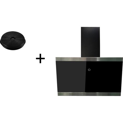 Dunstabzugshaube Schräghaube Kopffrei 60 cm Schwarz mit Filter Respekta