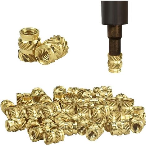 50 PCS Filetage Femelle Écrous en Laiton Insert Fileté Assortiment M3 Anti-oxydation M3 Insert Fileté Anti-corrosion Anti-déformation - Doré (1/5)