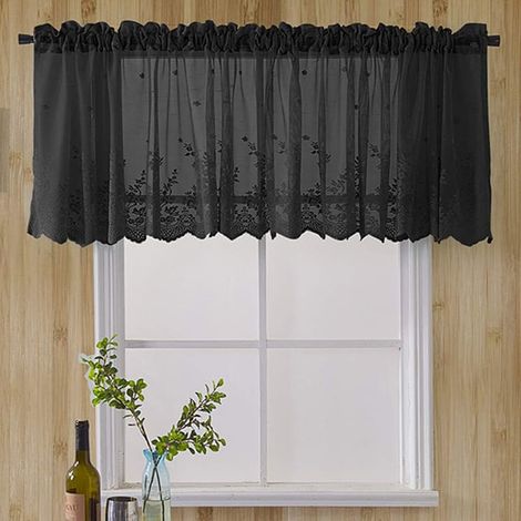 1 Pièce Voilage, Rideau Jacquard Transparent, Rideau Bistro Maison de Campagne, Tringle non incluse (L 137 cm x H 90 cm) (1/5)