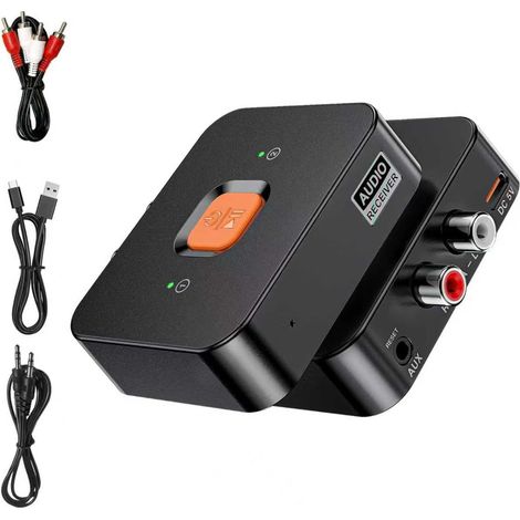 Receptor Bluetooth 6.0, adaptador de audio Bluetooth con entrada de panel AUX/RCA de 3,5 mm, conexión dual para 2 teléfonos, compatible con teléfonos, tabletas, sistemas de cine en casa y portátiles.