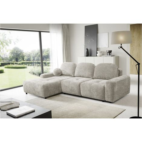Ecksofa Schlafsofa Sofa ARGOS in Stoff Vibe Beige Ottomane Links