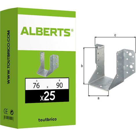 ALBERTS Sabot universel acier galvanise, 76x90x146x2 mm ALBERTS