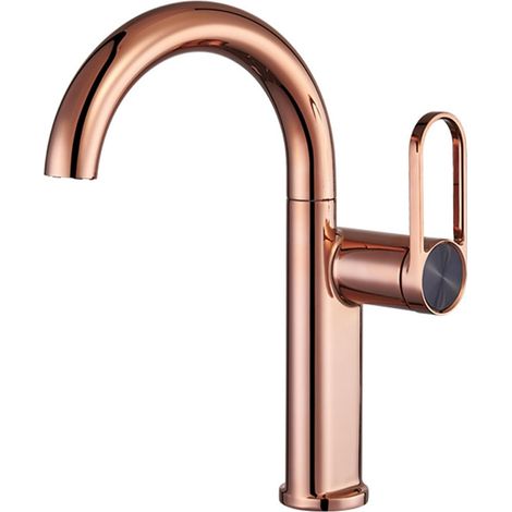 Robinet pour vasque, laiton, or rose, surélevé, monocommande (1/5)
