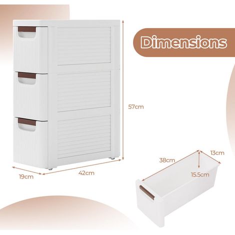 Pour Petits Espaces et Recoins Facile à Déplacer Tour de Rangement Étroite 3 Tiroirs en Plastique PP Étanche (1/5)