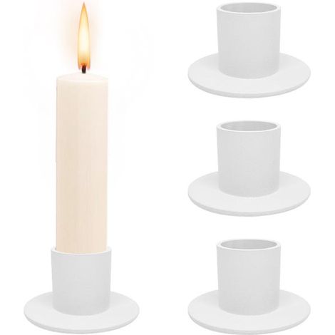 royaluxe - Ensemble de 4 bougeoirs ronds et coupes à bougies, chandelier de table à manger et ornements de coupe à bougies, 2,75 cm, blanc (1/5)