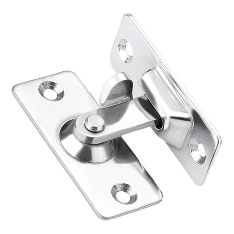Lot de 2 verrous de porte à angle droit (argent) à 90°, verrou de sécurité coulissant en acier inoxydable pour clôtures en bois ou portails métalliques.