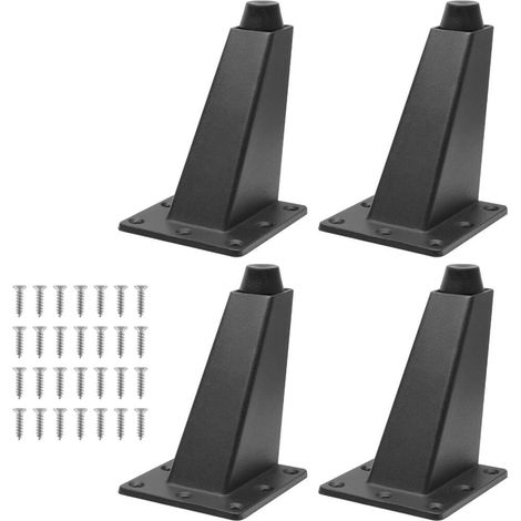 Juego de 4 patas para muebles, patas para sofá, tornillos incluidos, aptas para sofás, muebles, mesas de centro, camas, tocadores, soportes de TV, color negro. (1/5)