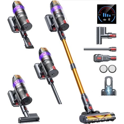 Aspirateur sans fil 600 W 65 kPa,forte puissance d'aspiration,appareil portatif intelligent,batterie amovible,brosse anti-acariens,convient aux sols