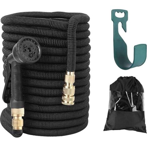 Tuyau d'Arrosage Extensible 30m/100ft,Flexible et Léger,8 Fonctions de Pulvérisation,pour Jardin et Nettoyage,Noir (1/5)