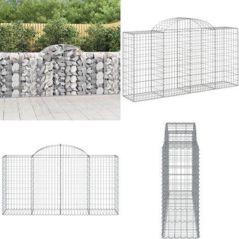 Gabione mit Hochbogen 200x50x100/120 cm Verzinktes Eisen - Gabionenkorb - Gabionenwände - Gartendekoration - Gartenzubehör - Zaun - Home & Living (1/5)