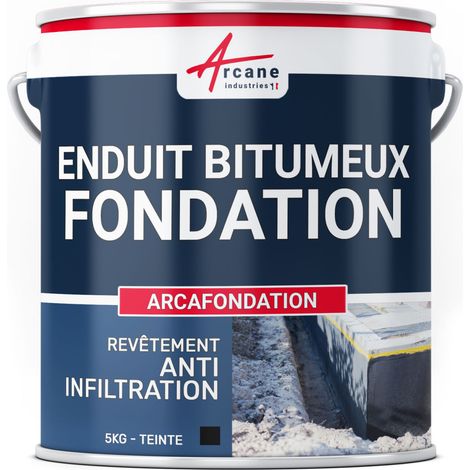 Arcane Industries – Enduit hydrofuge bitumineux pour murs enterrés – 5 kg noir – Imperméabilisation béton, bois, métal – Application facile