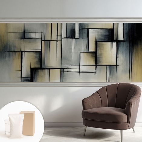 Newroom Tapete Dekorative Vliestapete mit Kleber Modern für Wohnzimmer Schlafzimmer  Abstrakte Geometrie 250x104 cm (1/5)