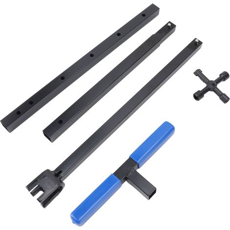 Clé pour compteur d'eau, poignée en T pliable, outil d'arrêt multifonctionnel en acier pour réparation, bleue (1/5)
