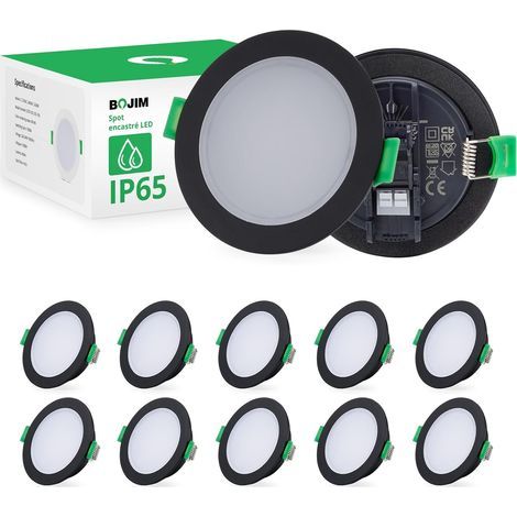 Set of 10 Recessed Spotlights, IP65, Black, Neutral White 4000K, Bathroom, Kitchen (1/5)