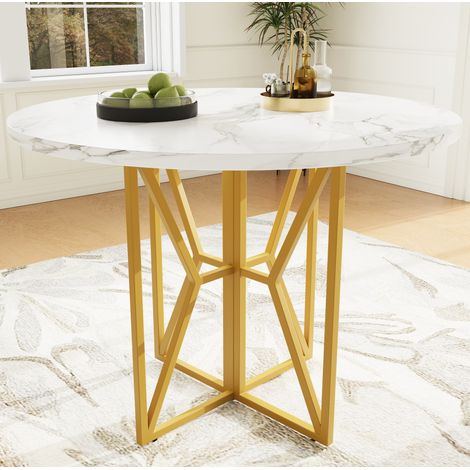 Tavolo da pranzo 80x80x76 cm oro in MDF e metallo con gambe regolabili (1/5)