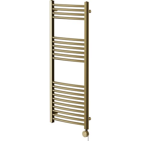 Marco Colore Brushed Brass 1200mm x 500mm Curved Digital Thermostatic Electric Heated Towel Rail (1/5)