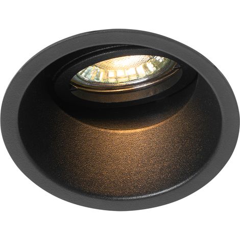 QAZQA alloy - LED Dimmable Spot encastrable variateur inclus - 1 lumière - Ø 8.8 cm - Noir - Moderne - éclairage intérieur - Salon I Chambre I Cuisine I Salle à manger