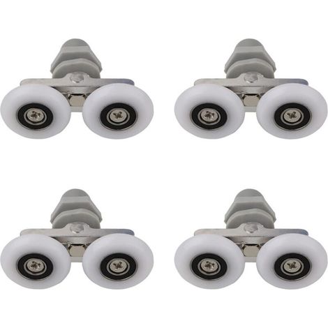 4 PCS 25mm Roulettes Doubles pour Porte de Douche Roulettes pour Porte de Douche Roulettes Coulissantes Porte Salle de Bain Douche Rouleau de Douche de Rechange,Pièces de rechange pour salle de (1/5)