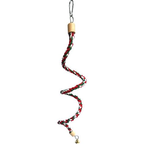 Jouet oiseau d'escalade en coton spirale, 50 cm, fixation incluse, nombre de pièces adapté pour perchoirs et accessoires pour oiseaux domestiques (1/3)
