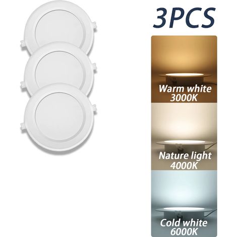 Lampes de croissance pour plantes (Lot de 3, lumière naturelle 4000K, 14W) Spot LED rond encastrable, panneau lumineux LED pour plafond, éclairage intérieur blanc chaud pour l'orientation de la maison (1/5)