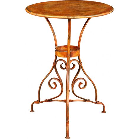 Biscottini Table Ronde de Jardin en Fer forgé  Table d'extérieur 56,5x56,5x77,5  Meubles de Jardin durables de Finition Robuste et Durable (1/2)
