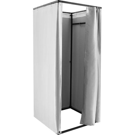 Cabine D'essayage Demontable, Vestiaire Portable avec Rideau, Temporaire Cabine D'essayage Mobile pour Magasin Vêtements Chambre Bureau Plage, (gris, 85x85x200cm) (1/5)