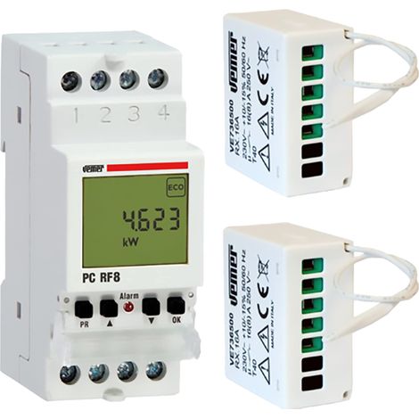 VEMER VE737300 SET PC RF8 - Set composto da 1 Centralina Controllo Carichi + 2 Attuatori Rx.16A a Radiofrequenza, Bianco