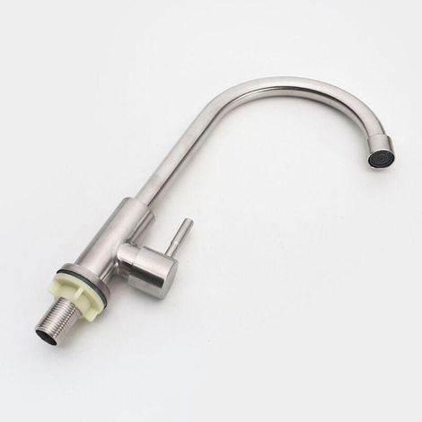 Robinet Cuisine Eau Froide Uniquement, Robinet Évier de Cuisine à Levier Unique 360° Pivotant, Acier Inoxydable Économe en Eau, Design Simple et Moderne (1/3)